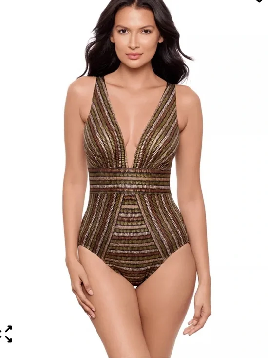 Miraclesuit Women's Sparkle Sands Odyssey Tummy-Control One-Piece Swimsuit - Picture 2 of 8